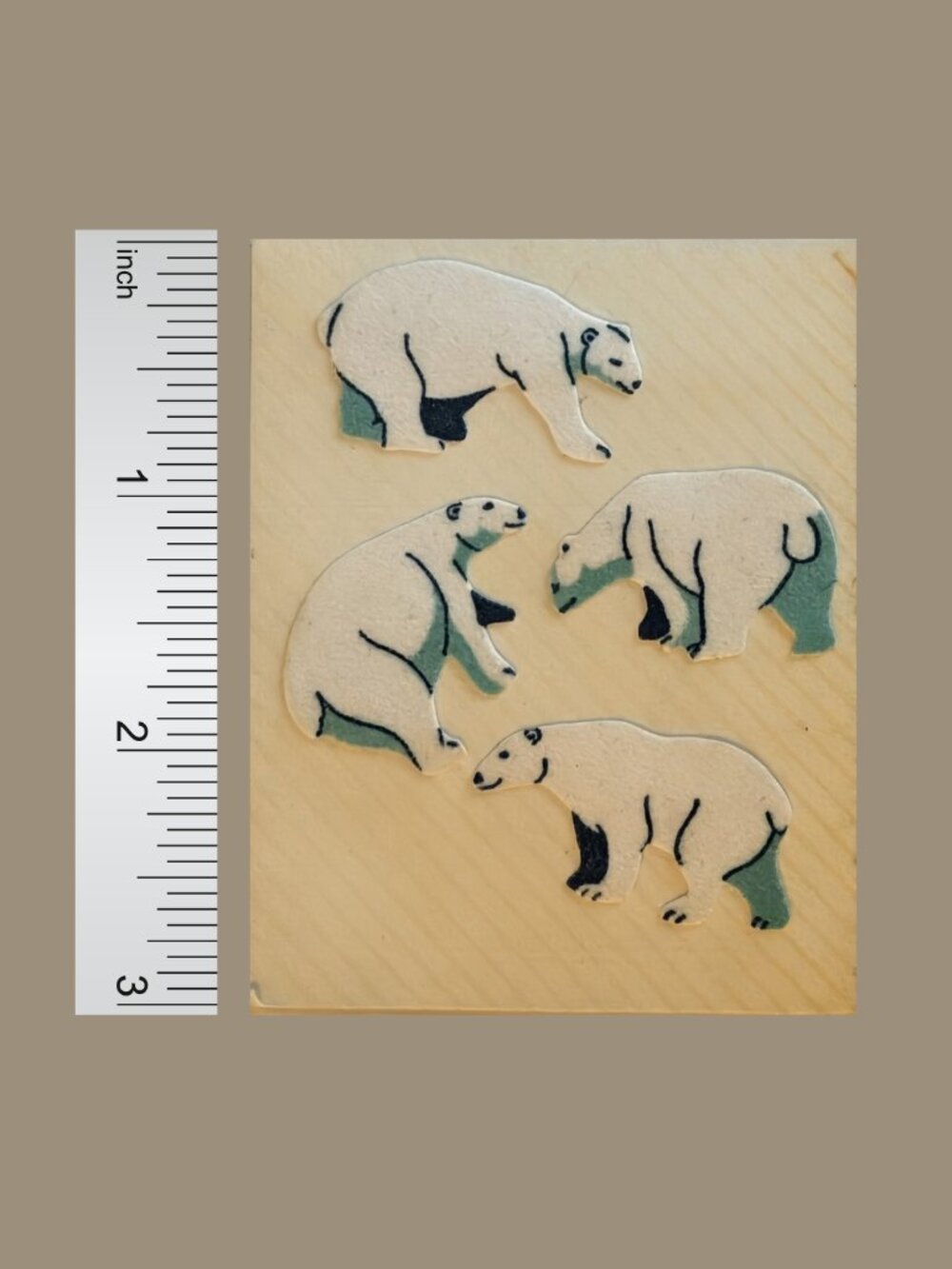 Vintage 80s Used Great 7 Fuzzy Polar Bear Stickers (Like Sandylion)